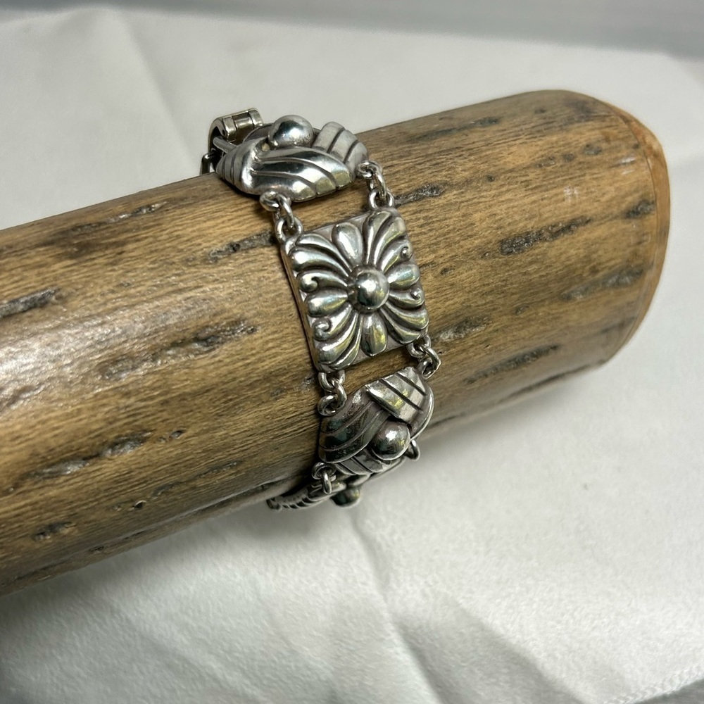 Brighton Sonora Motif Bracelet Chunky Link Silver Plated 7"